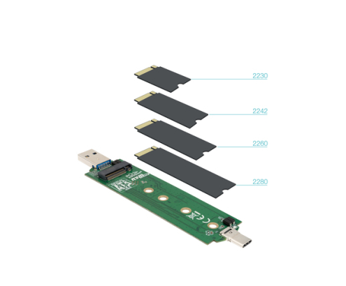 TooQ Caja Externa USB-C/M + USB-A/M para SSD M.2 NGFF/NVMe, Negra