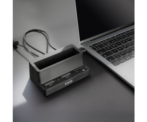 TooQ Docking Station USB-C 3.2 Gen 2 Dos Bahías para SSD M.2 NVMe + Bahía para 2,5
