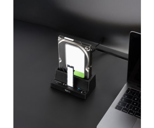 TooQ Docking Station USB-C 3.2 Gen 2 Dos Bahías para SSD M.2 NVMe + Bahía para 2,5