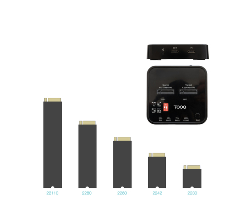TooQ Docking Station USB-C 3.2 Gen 2 Dual Bay para SSD M.2 NGFF/NVMe Clonador, Negro