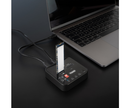 TooQ Docking Station USB-C 3.2 Gen 2 Dual Bay para SSD M.2 NGFF/NVMe Clonador, Negro