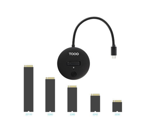 TooQ Docking Station USB-C 3.2 Gen 2x1 para SSD M.2 NVMe PICe, Negra