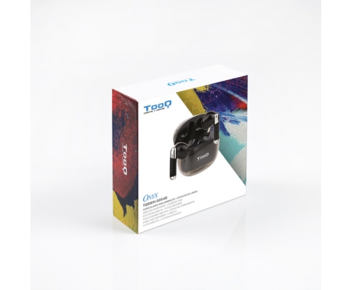 TooQ Onyx Auriculares Inalámbricos + Micrófono Bluetooth con Estuche de Carga, Negros