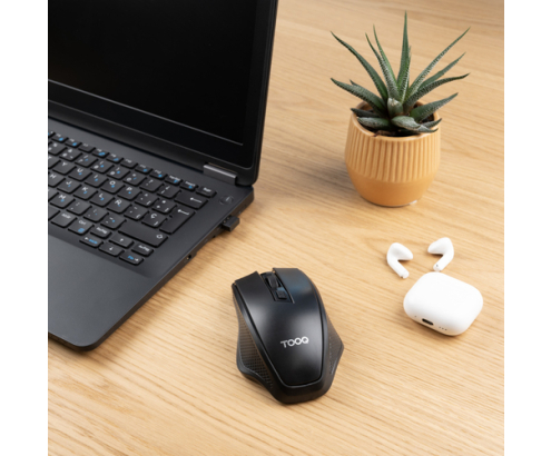 TooQ Ratón inalámbrico, 1600 DPI, 4 botones, Negro