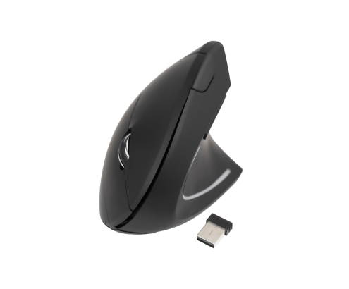 TooQ Ratón Inalámbrico Ergonómico Vertical 3200 DPI, 6 botones, Negro