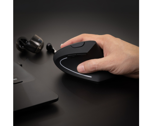 TooQ Ratón Inalámbrico Ergonómico Vertical 3200 DPI, 6 botones, Negro