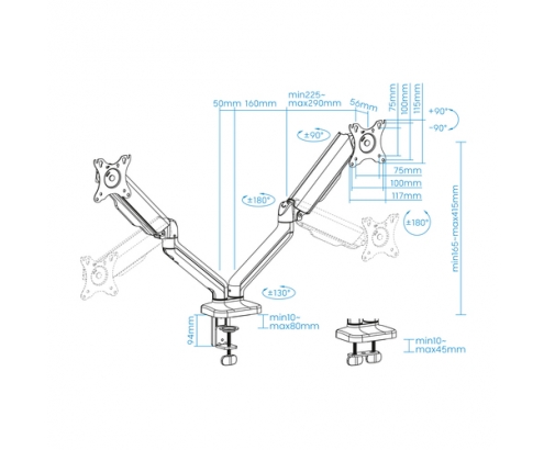 TooQ Soporte de Mesa para 2 Pantallas 17