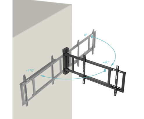 TooQ Soporte de pared Con regulación eléctrica para pantallas de 32” – 75”, Negro