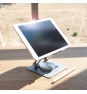 TooQ Soporte de Sobremesa con rotación 360° y ajustable para dispositivos de hasta 13”, Color Plata