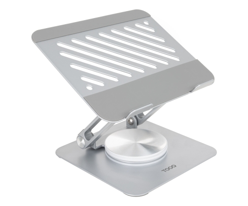 TooQ Soporte de Sobremesa con rotación 360° y ajustable para dispositivos de hasta 13”, Color Plata