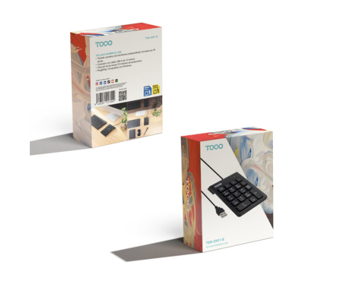 TooQ Teclado numérico USB, 19 teclas, Negro