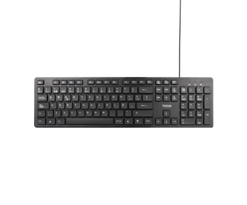 TooQ Teclado silencioso USB, 105 teclas, Negro