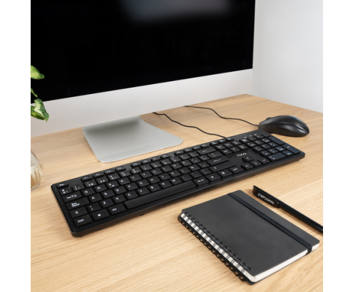 TooQ Teclado silencioso USB, 105 teclas, Negro