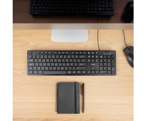 TooQ Teclado silencioso USB, 105 teclas, Negro