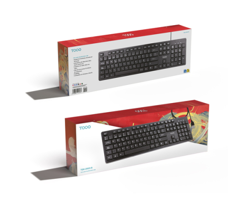 TooQ Teclado silencioso USB, 105 teclas, Negro