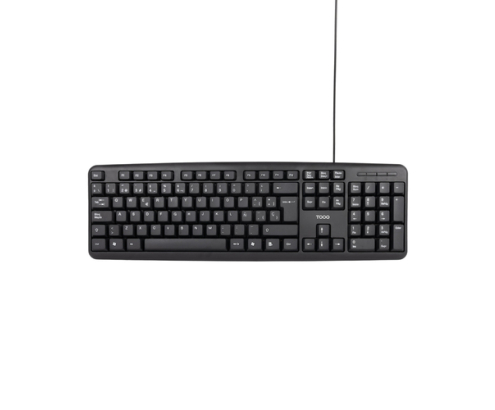 TooQ Teclado USB, 104 teclas, Negro