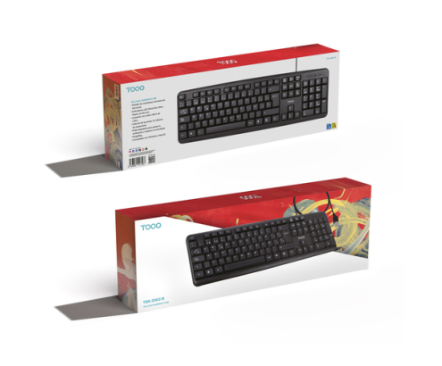 TooQ Teclado USB, 104 teclas, Negro