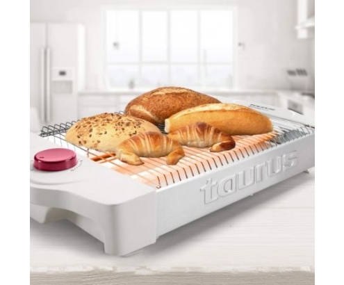 Tostador plano taurus neptuno plus 900w 12 niveles de tostado 3 resistencias cuarzo apto todo tipo pan bolleria blanco 960651000