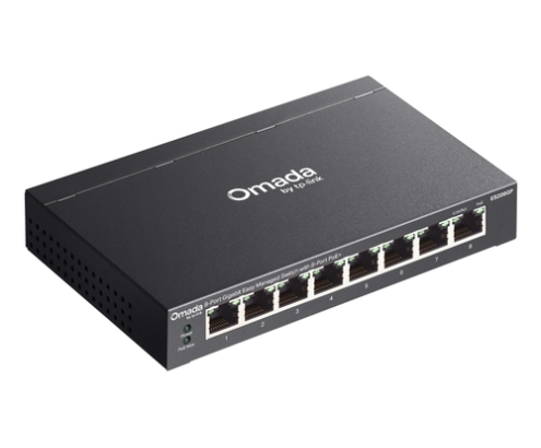 TP-Link Omada ES208GP switch Gestionado L2 Gigabit Ethernet (10/100/1000) Energía sobre Ethernet (PoE) DIN rail Negro