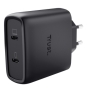 Trust Maxo Cargador GaN USB-C de 2 puertos de 65 W - Negro