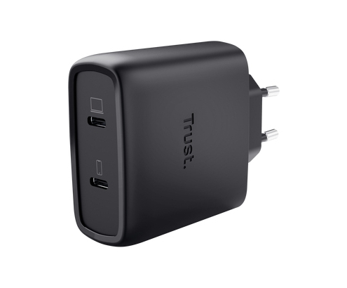 Trust Maxo Cargador GaN USB-C de 2 puertos de 65 W - Negro