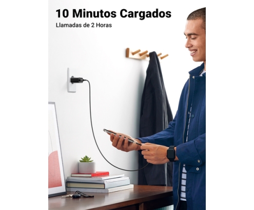 Ugreen 10191 cargador de dispositivo móvil Universal Negro Corriente alterna Carga rápida Interior