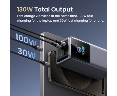 Ugreen 20000mAh 130W Fast Charging Powerbank Litio Gris