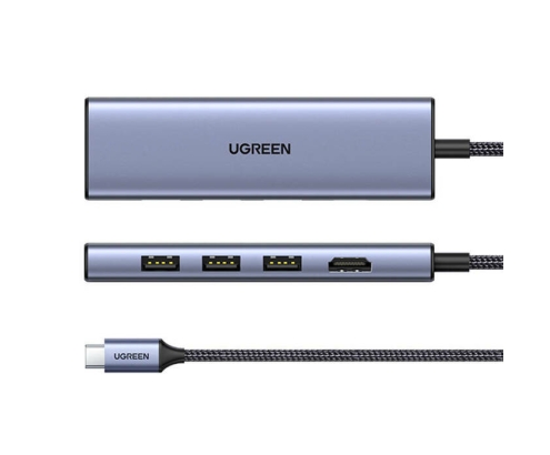 Ugreen 20956A hub de interfaz USB Tipo C 5000 Mbit/s Plata