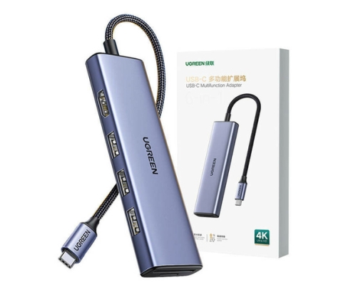Ugreen 20956A hub de interfaz USB Tipo C 5000 Mbit/s Plata