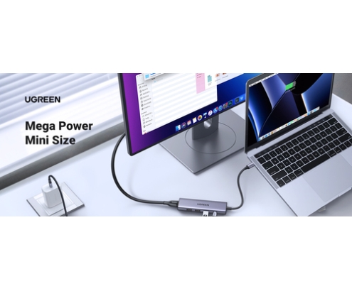 Ugreen 20956A hub de interfaz USB Tipo C 5000 Mbit/s Plata