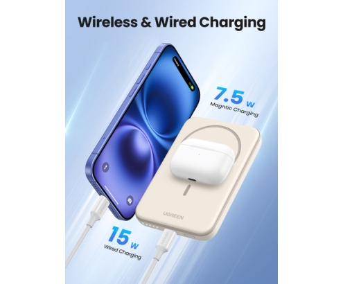 Ugreen 25207 batería externa 5000 mAh Cargador inalámbrico Negro