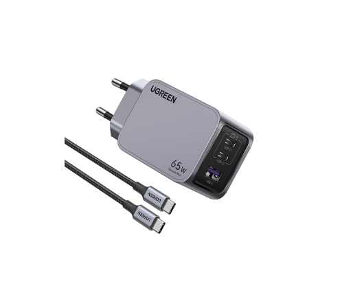 Ugreen 25871 cargador de dispositivo móvil Universal Gris Corriente alterna Carga rápida Interior