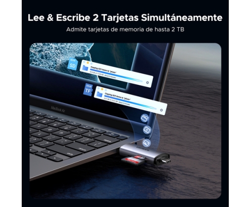 Ugreen 50706 lector de tarjeta USB/Micro-USB Plata