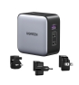 Ugreen 65W Nexode GaN Auriculares, Teléfono móvil, Portátil, Reloj inteligente, Tableta Gris USB Carga rápida Interior