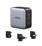 Ugreen 65W Nexode GaN Auriculares, Teléfono móvil, Portátil, Reloj inteligente, Tableta Gris USB Carga rápida Interior