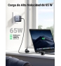 Ugreen 65W Nexode GaN Auriculares, Teléfono móvil, Portátil, Reloj inteligente, Tableta Gris USB Carga rápida Interior