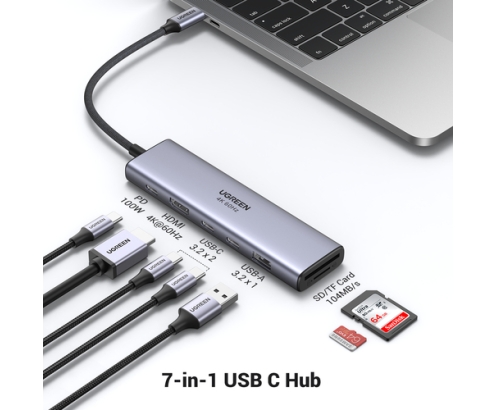 Ugreen REVODOK 7-IN-1 4K@60HZ HDMI DOCK Acoplamiento Base Gris