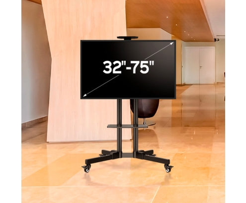 UNYKAch Soporte De Suelo Universal Móvil, Con 2 Bandejas Y Altura Regulable UK501 32″-75″ TV / Monitores