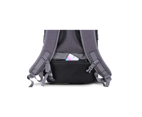 Urban Factory HTE17UF mochila Mochila de viaje Negro, Gris Malla, Poliéster, Plástico reciclado, Acero