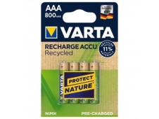 Varta blister de 4 pilas recargables AAA recycled 800mah oro verde 