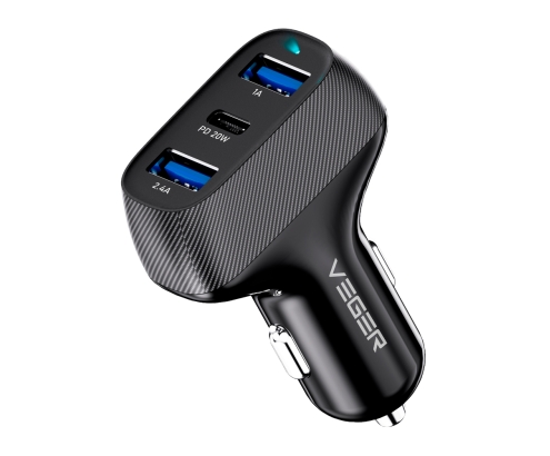 Veger Cargador Mechero Coche 2x USB-A 1 x USB-C Carga Rapida 20W