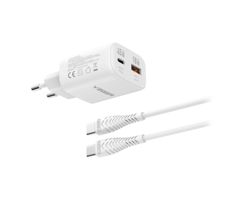 Veger VG-TC101-Kit-45W1A1C Cargador USB -C USB-A y Cabl USB-C 45W