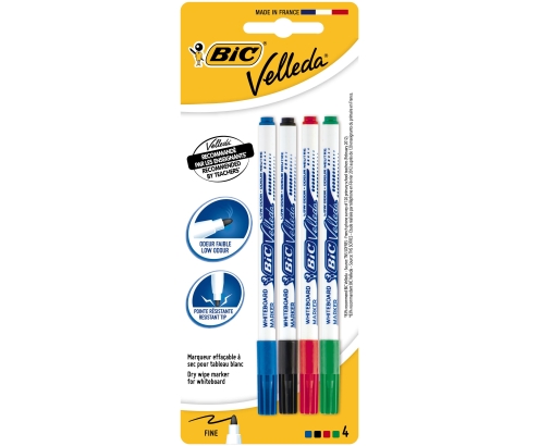 Velleda 3086120027247 rotulador Negro, Azul, Verde, Rojo 4 pieza(s)