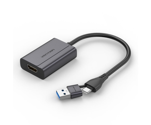 Vention ACYHB cambiador de género para cable USB-C + USB-A HDMI Gris
