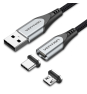 Vention CQMHD cable de teléfono móvil Gris, Negro 0,5 m USB A Micro USB Type-B/USB Type-C