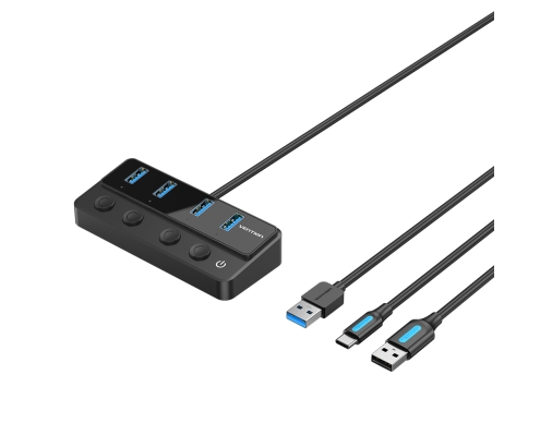 Vention Hub USB 3.0 CHWBF/ 4xUSB/ 1xUSB Tipo-C PD/ Incluye cable Carga USB Macho - USB Tipo-C Macho