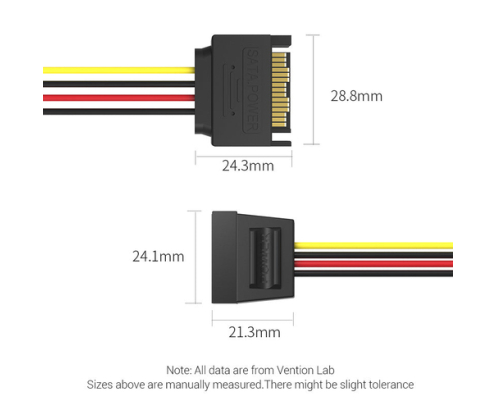 Vention KDABY cable de SATA 0,3 m SATA de 15 pines Negro