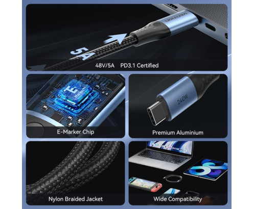 Vention TREBD cable USB USB 2.0 Gris, Azul