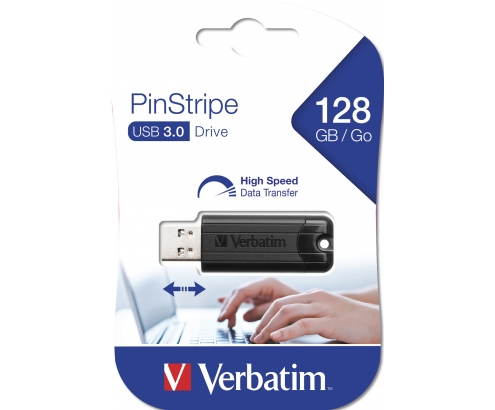 Verbatim PinStripe 3.0 Memoria USB 3.0 128GB Negro 49319