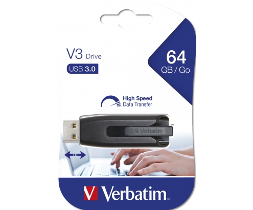 Verbatim V3 Memoria USB 3.0 64GB Negro 49174